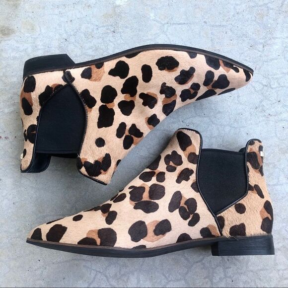 Cole Haan Hara Leopard print Chelsea boots booties fur hair 6.5 - Picture 3 of 7